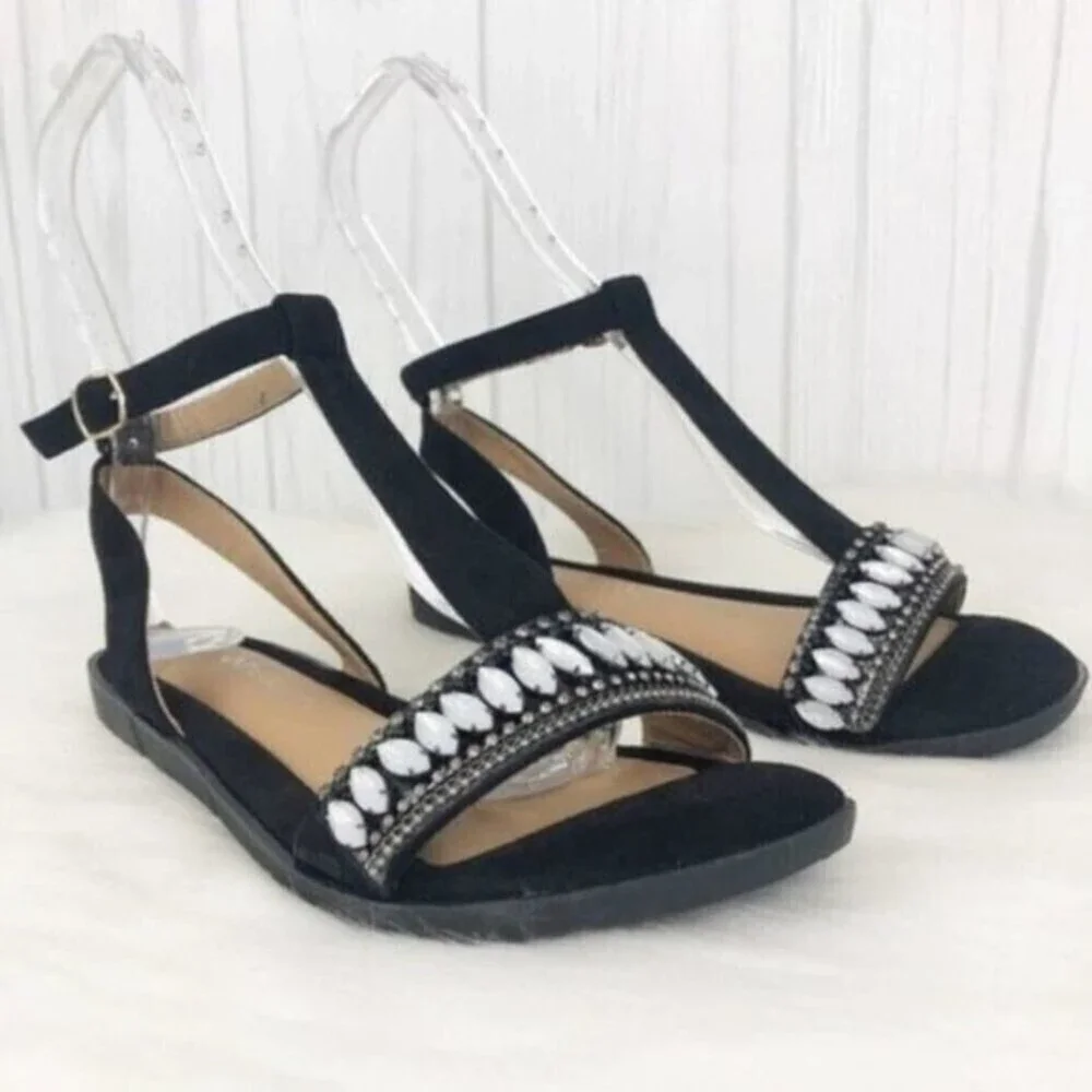 PATRIZIA Black T-Strap Sandals - Picture 2 of 8